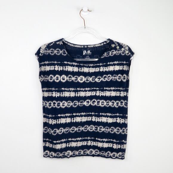 Y2k Aeropostale Navy Blue Boho Tie Dye Baby Tee XS - Picture 3 of 5